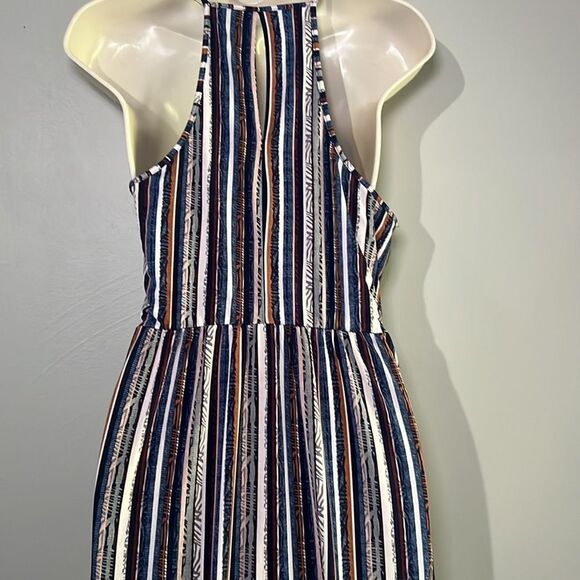 BCBGeneration Womens Striped Midi Dress Halter Slit Blue Stripe size Small - Picture 9 of 9
